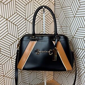 Chic Giordano Martinelli Black and Tan Designer Handbag - 100% Made in Italy